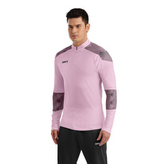 ORKY Men 1/4 Zip Sweatshirt, Customize Number Soccer Training Pullover, Football Warm Up Top Pink