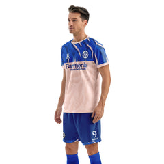 Men Soccer Jersey with Short, Customize Name Number Shirt, Football Training Kit Lava Pink Blue