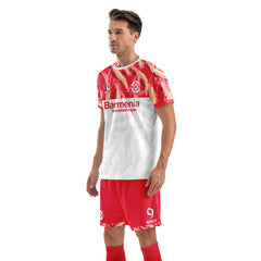 Men Customize Soccer Jersey with Short, Print Your Name Number, Football Training Kit Lava White Red