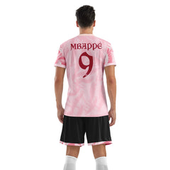Men Soccer Jersey with Short, Customize Name Number Shirt, Football Training Kit Lava Pink