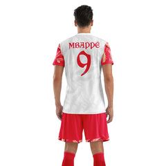 Men Customize Soccer Jersey with Short, Print Your Name Number, Football Training Kit Lava White Red