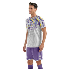 Men Soccer Jersey with Short, Customize Name Number Shirt, Football Training Kit Lava Purple