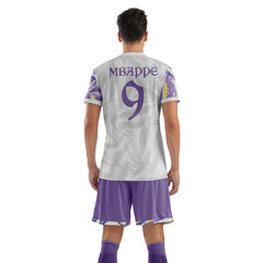 Men Soccer Jersey with Short, Customize Name Number Shirt, Football Training Kit Lava Purple