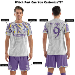 Men Soccer Jersey with Short, Customize Name Number Shirt, Football Training Kit Lava Purple