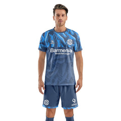 Men Customize Soccer Jersey with Short, Print Your Name Number, Football Training Kit Lava Blue