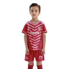 ORKY Child Soccer Jersey with Short, Customize Name Number Shirt, Football Training Kit Wasp Sting Red