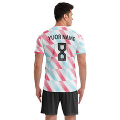 ORKY Men Soccer Jersey with Short, Customize Name Number Shirt, Football Training Kit Melody White