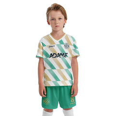 ORKY Kids Soccer Jersey with Short, Customize Name Number Shirt, Football Training Kit Melody Green