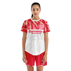 Women Soccer Jersey with Short, ORKY Custom Made Name Shirt, Football Training Kit Lava White Red