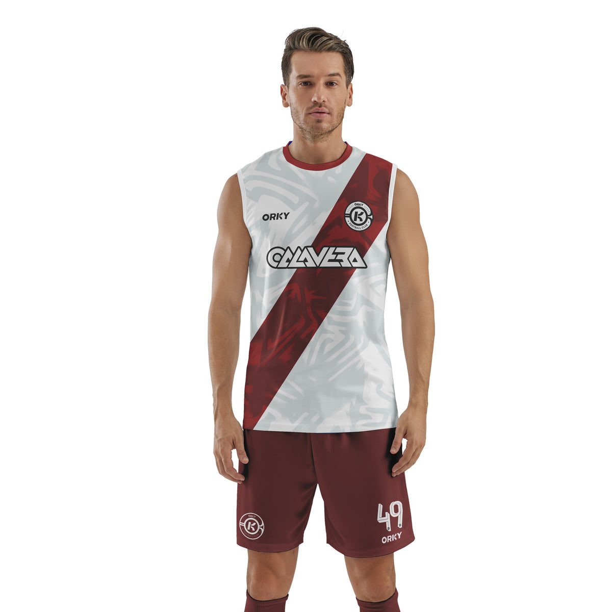 ORKY Men Soccer Vest with Short, Customize Name Number Sleeveless Shirt, Football Training Kit