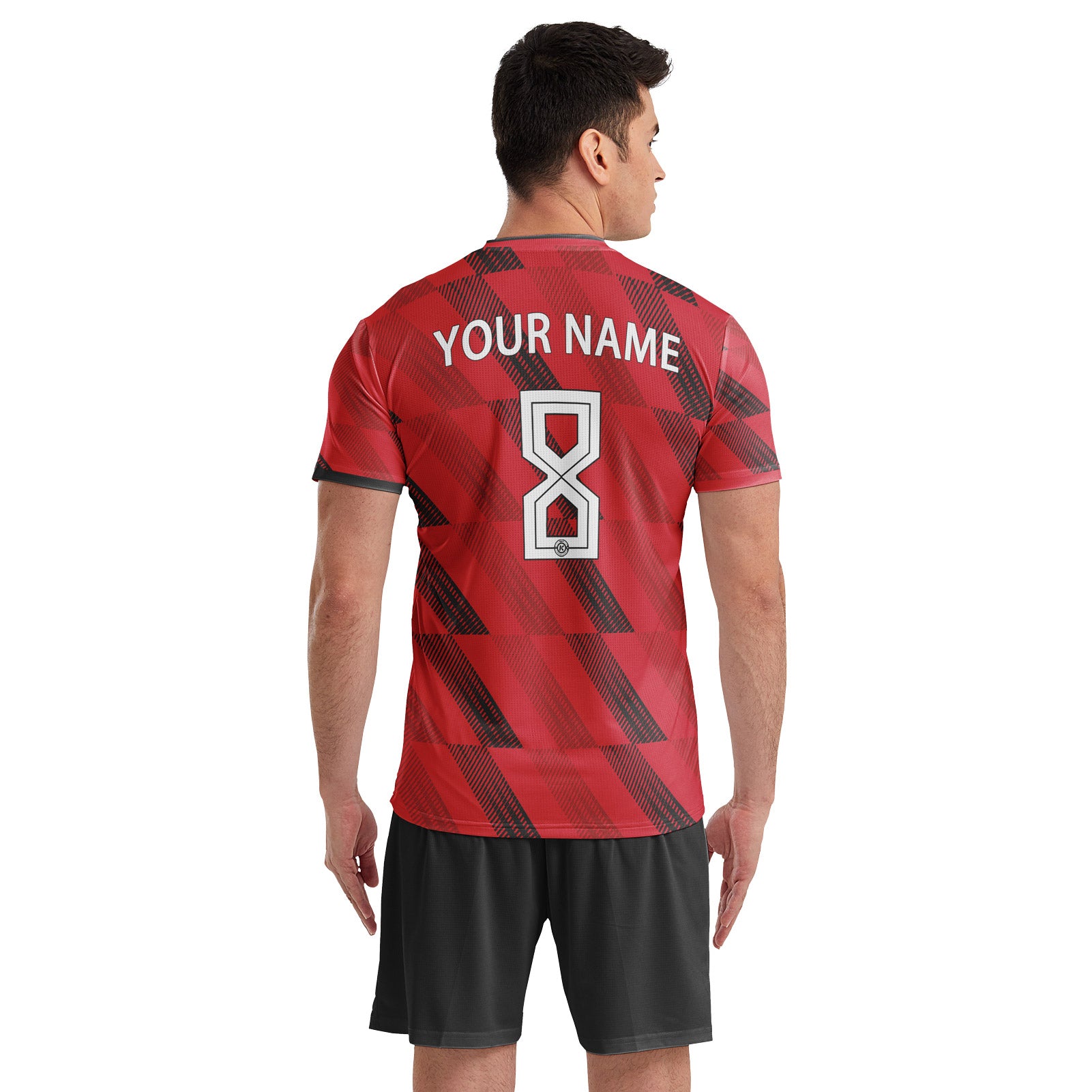 ORKY Men Soccer Jersey with Short, Customize Name Number Shirt, Football Training Kit Melody Red