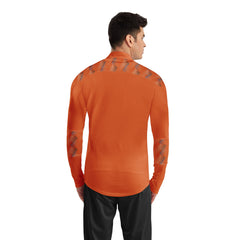 ORKY Men 1/4 Zip Sweatshirt, Customize Number Soccer Training Pullover, Football Warm Up Top Orange