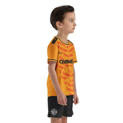 ORKY Child Soccer Jersey with Short, Customize Name Number Shirt, Football Training Kit Wasp Sting Orange