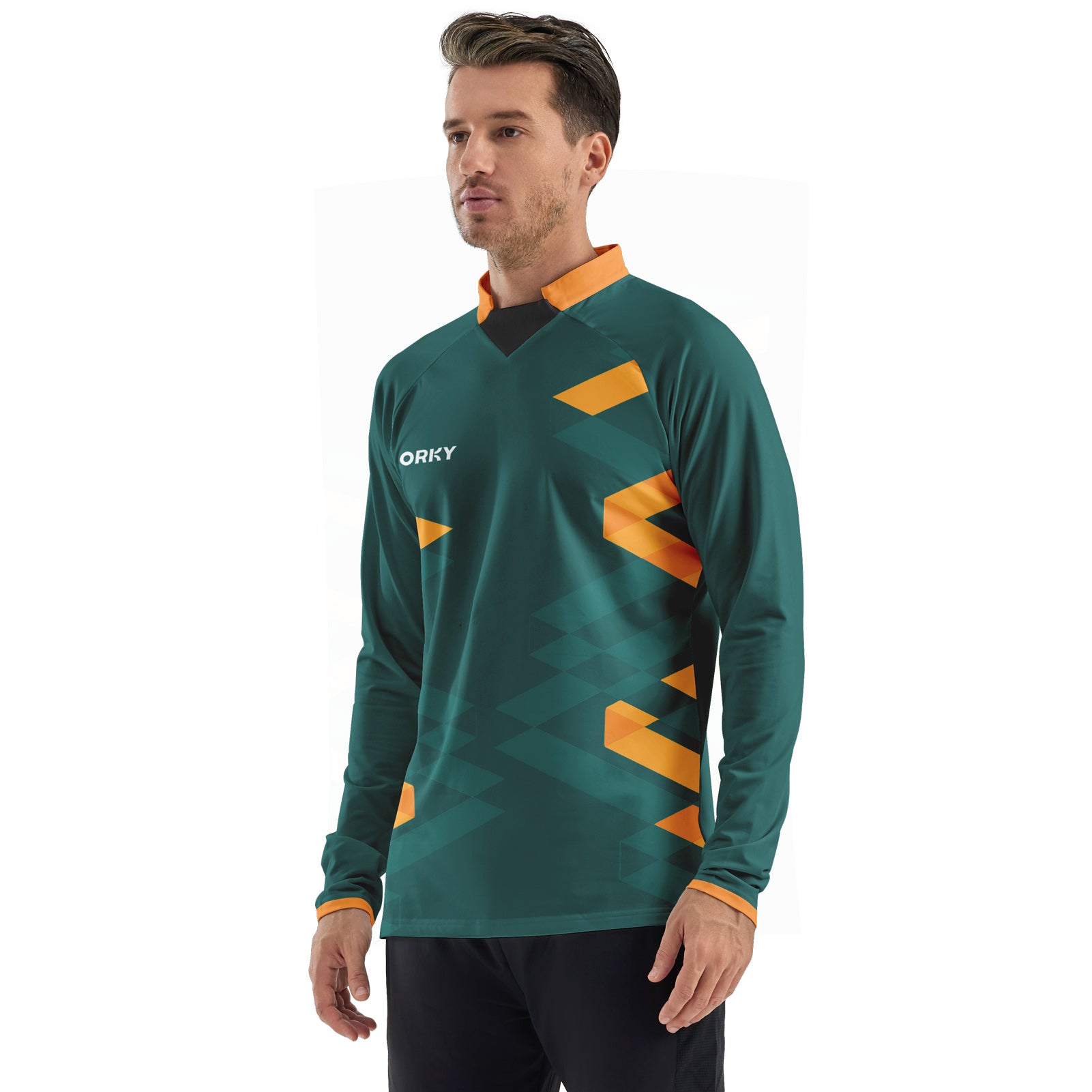 ORKY Men Customize Soccer Sweatshirt, Custom Made Name Number Jumper, Football Warm Up Pullover Green