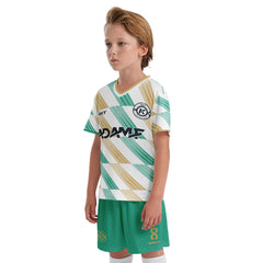 ORKY Kids Soccer Jersey with Short, Customize Name Number Shirt, Football Training Kit Melody Green