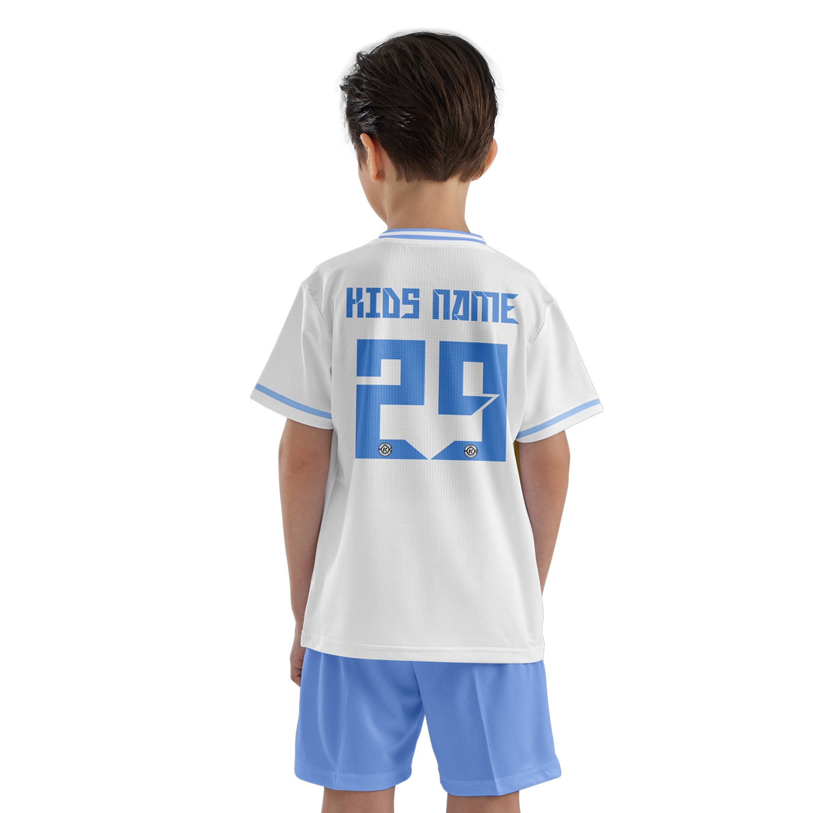 ORKY Child Soccer Jersey with Short, Customize Name Number Shirt, Football Training Kit Wasp Sting White