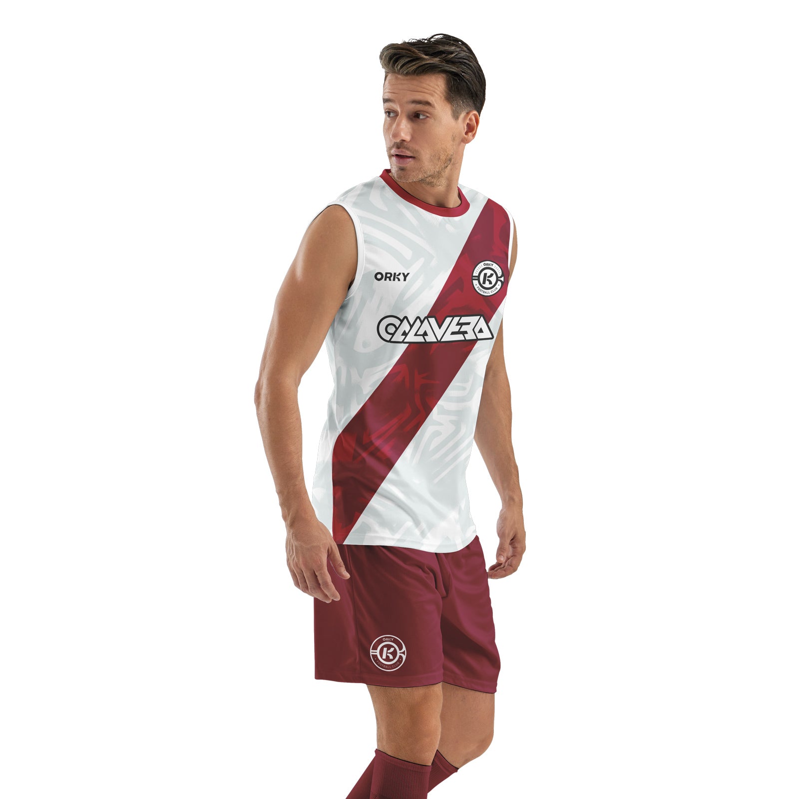 ORKY Men Soccer Vest with Short, Customize Name Number Sleeveless Shirt, Football Training Kit