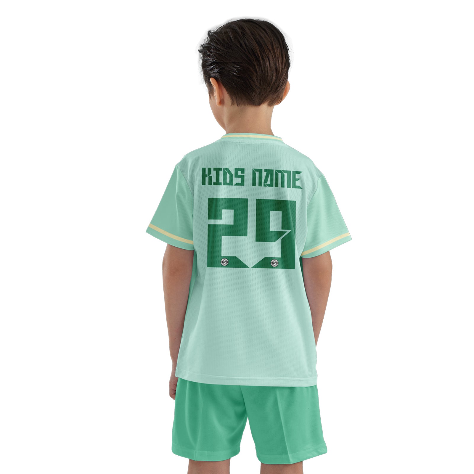 ORKY Child Soccer Jersey with Short, Customize Name Number Shirt, Football Training Kit Wasp Sting Green