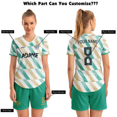 ORKY Women Soccer Jersey with Short, Customize Name Number Shirt, Football Training Kit Melody Green
