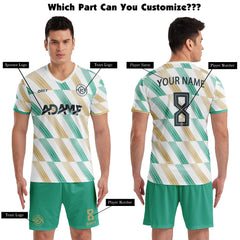 ORKY Men Soccer Jersey with Short, Customize Name Number Shirt, Football Training Kit Melody Green