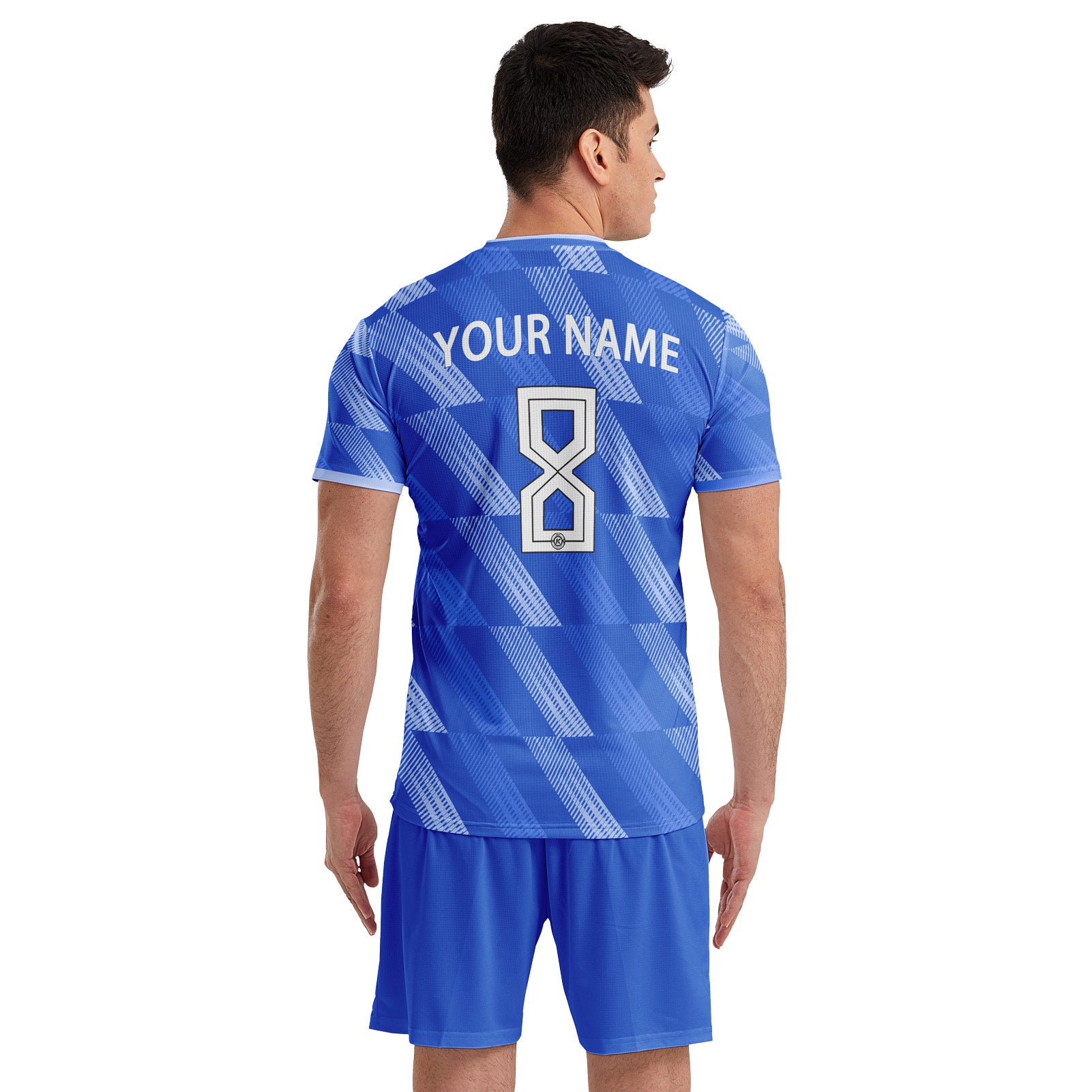 ORKY Men Soccer Jersey with Short, Customize Name Number Shirt, Football Training Kit Melody Blue