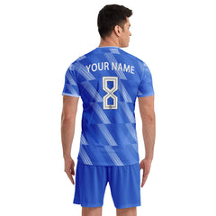 ORKY Men Soccer Jersey with Short, Customize Name Number Shirt, Football Training Kit Melody Blue